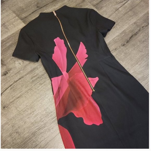 Ted Baker Black Sianne Stencilled Stems Midi Cocktail Dress size 1 nwt *FLAWED* - Picture 12 of 16